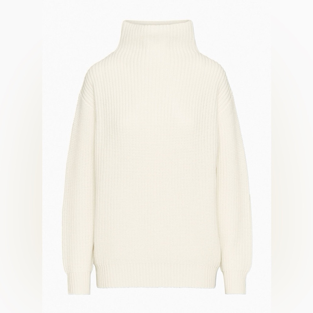 Aritzia Wilfred Montpellier Turtleneck Light Birch Merino Wool Off-White Sweater